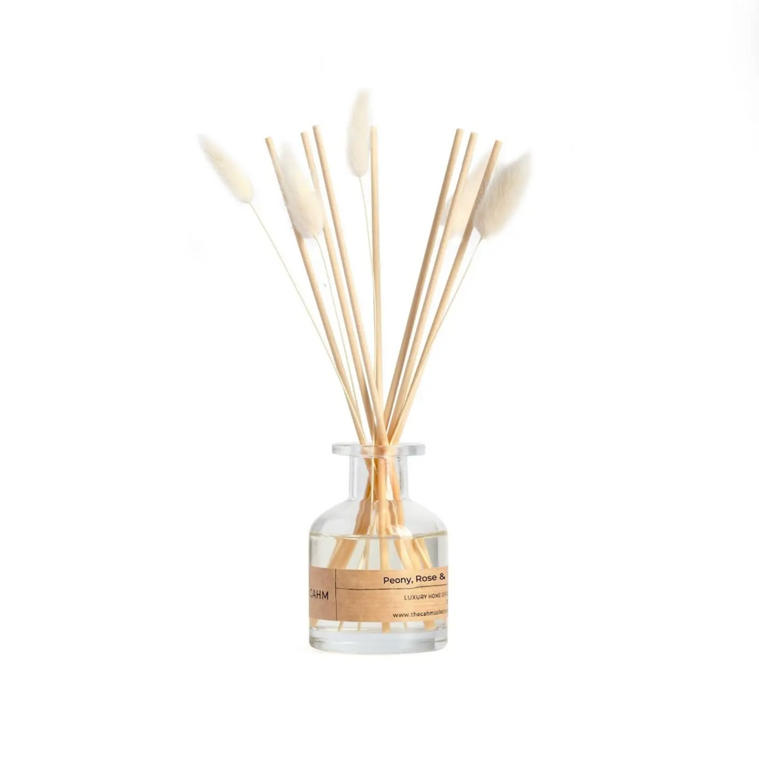 CAHM Luxury Reed Diffuser - Peony, Rose & Oud - Clear Glass