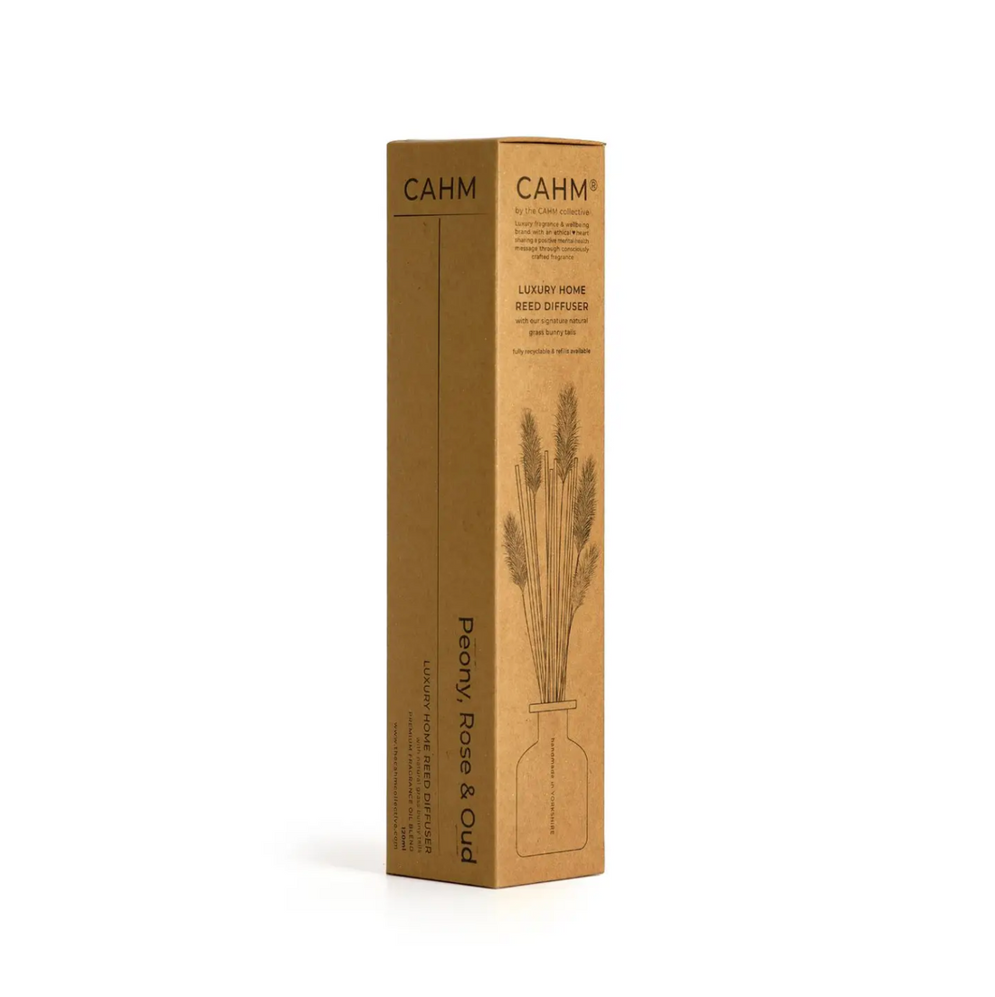 CAHM Luxury Reed Diffuser - Peony, Rose & Oud - Clear Glass