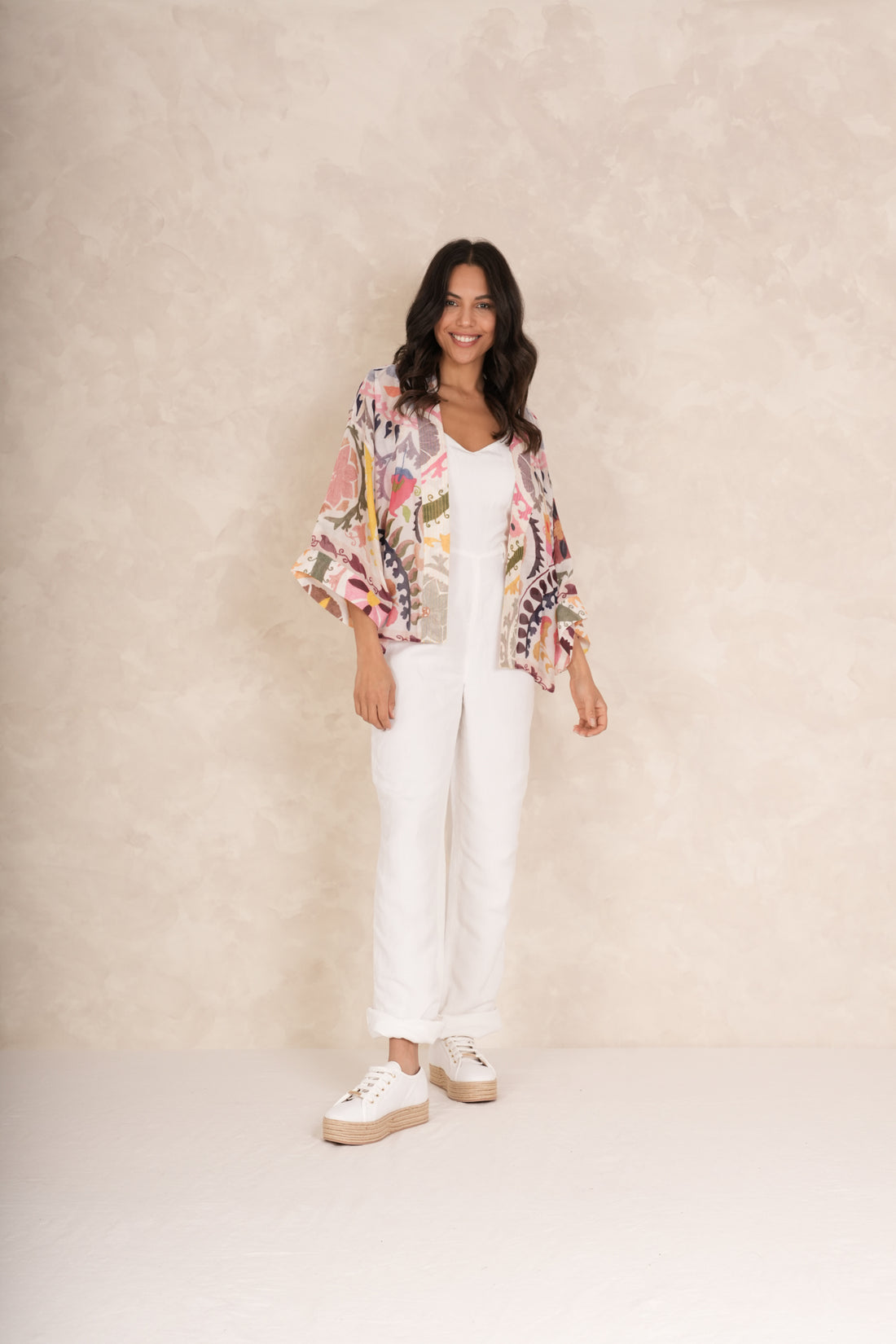 One Hundred Stars Short Lightweight Kimono in Susani Pink Print - KIMSUSPIN