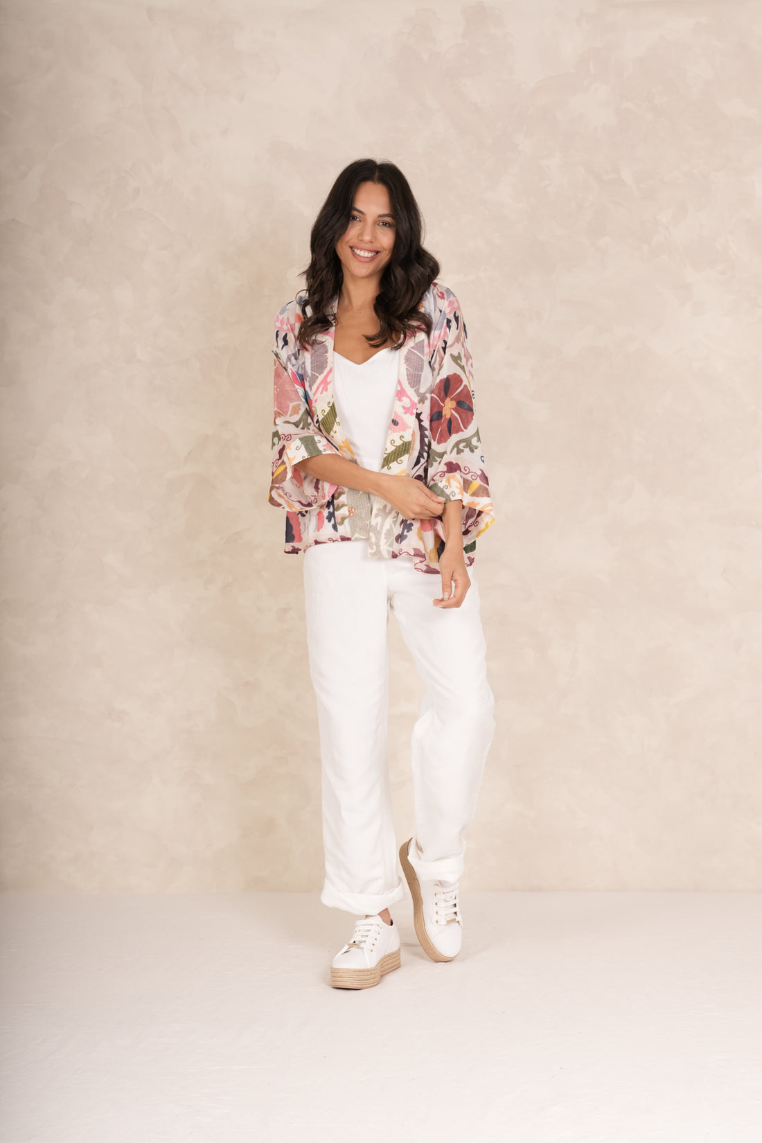 One Hundred Stars Short Lightweight Kimono in Susani Pink Print - KIMSUSPIN