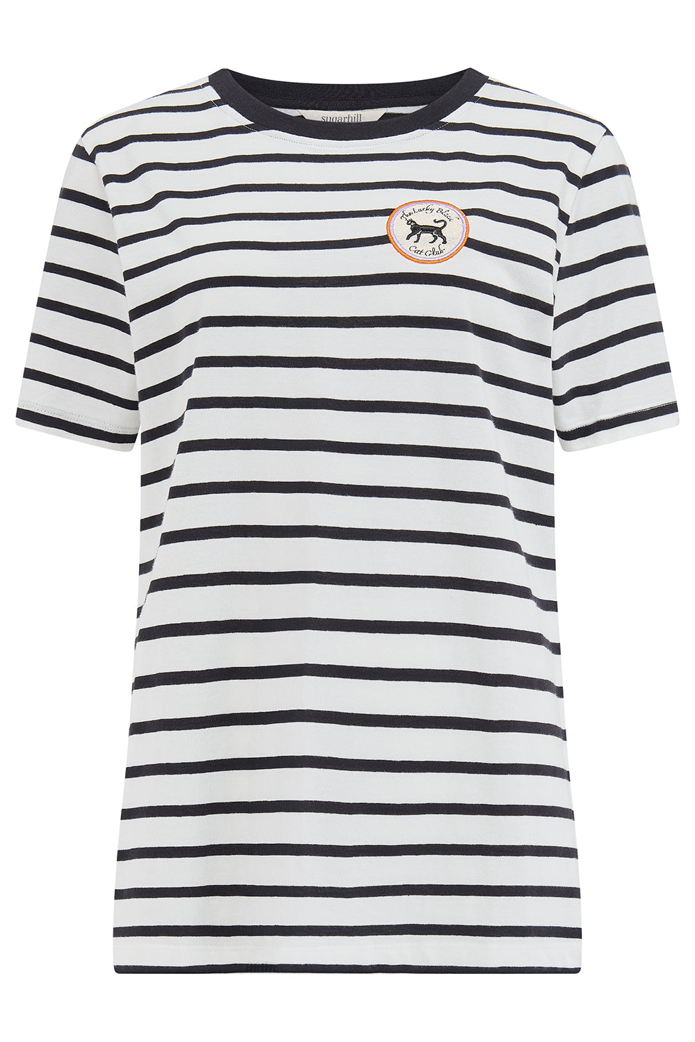 MAGGIE Classic Stripe Tee with Cat Motif