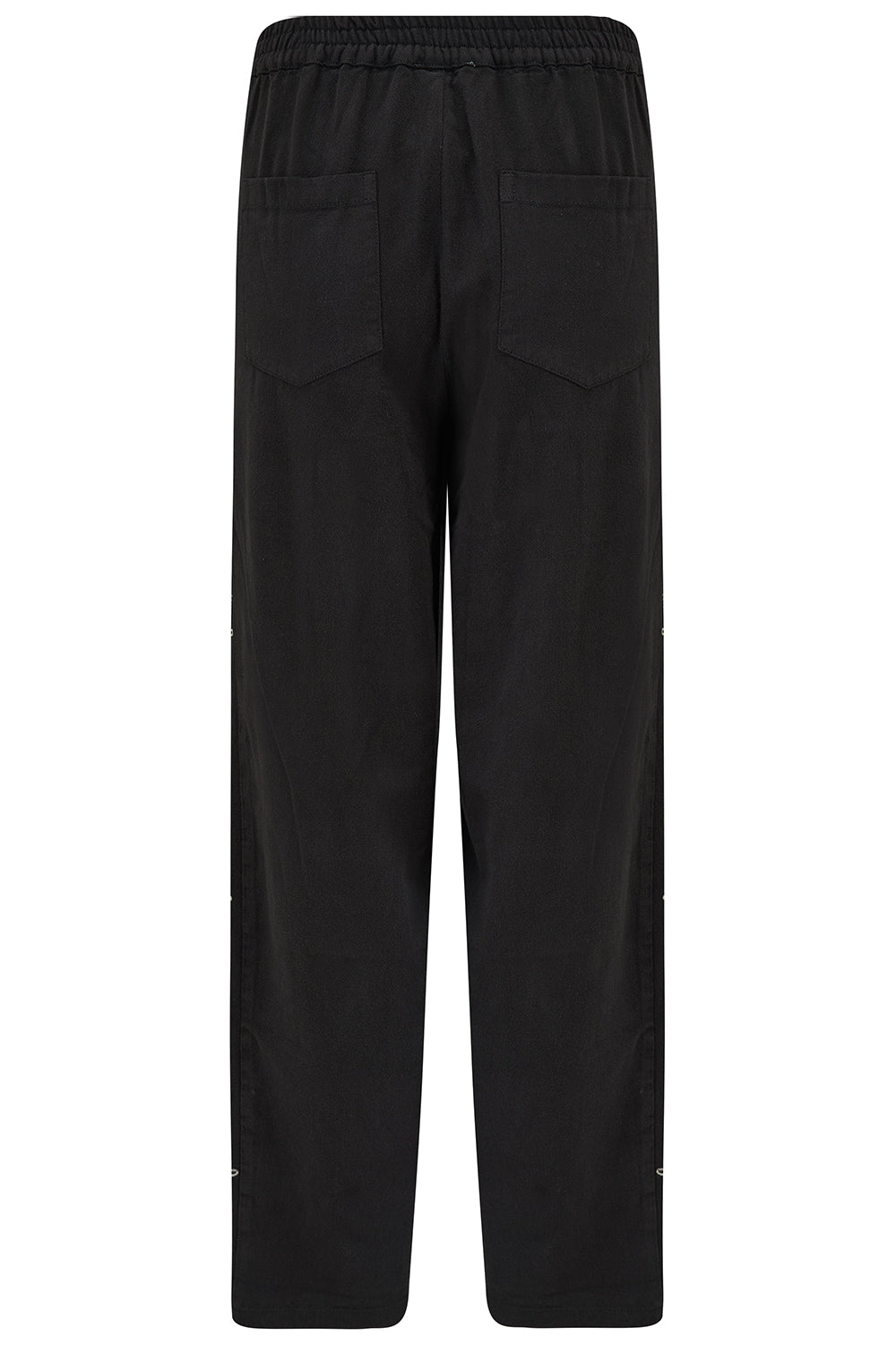 CALISTA Black Casual Trousers with Floral Vine Embroidary