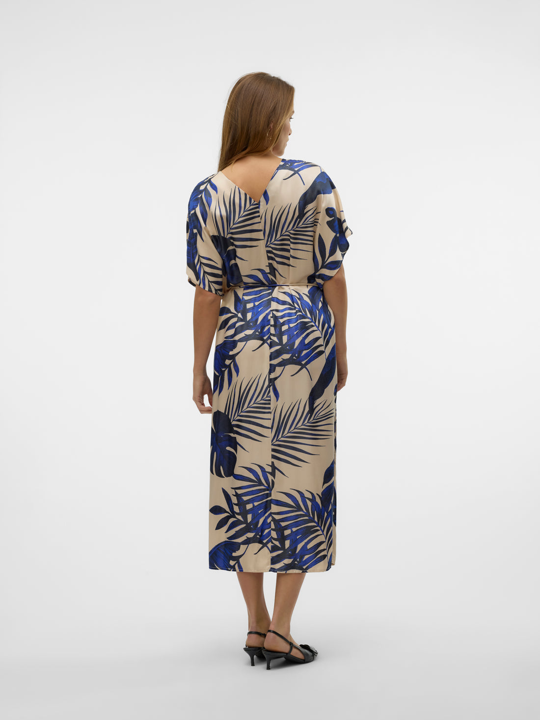 VINA Kaftan Kimono Dress in Blue Tropics Print