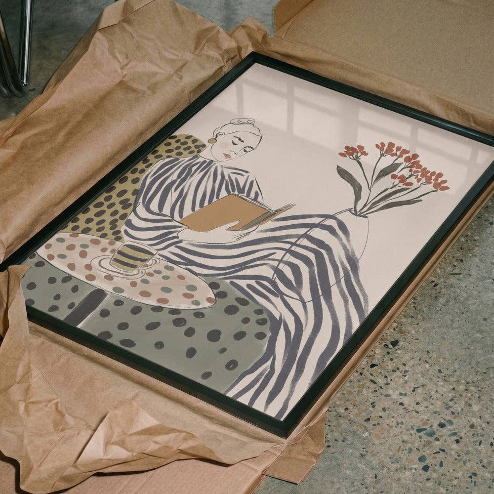 Chic Woman Reading Art Print - Painterly Editorial Decor