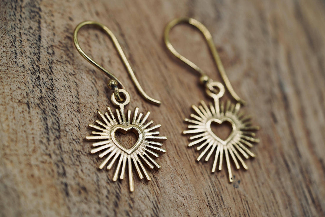 MILAGRO Brass Sacred Heart Earrings