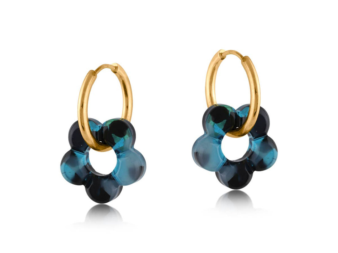 HISPANIA METAL AND RESIN FLORAL EARRINGS