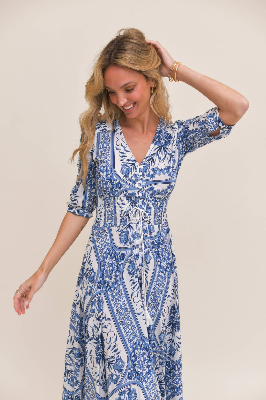 DENIM DREAMS PRINT INDIANA MAXI DRESS