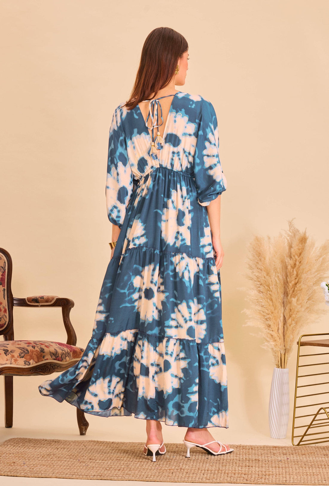 SPLENDOUR Bohemian long silk dress - One Size (UK8-18)