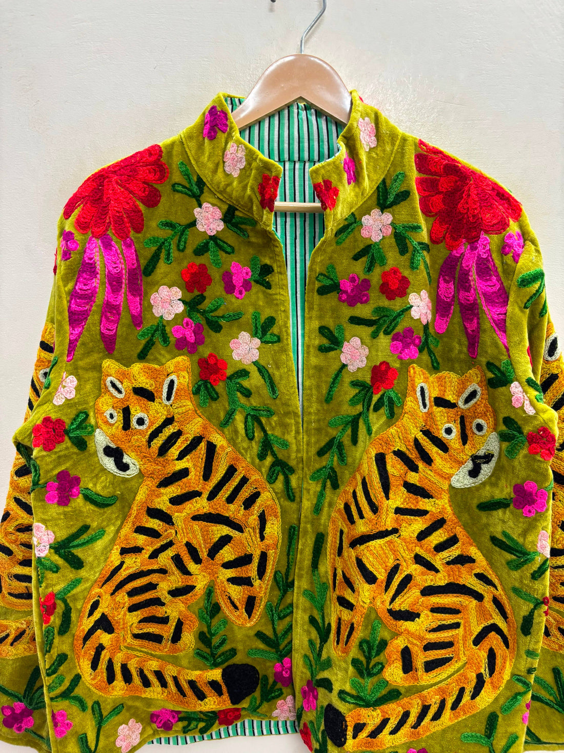 The Buford Susani — Hand-Embroidered Velvet Jacket in Moss Green