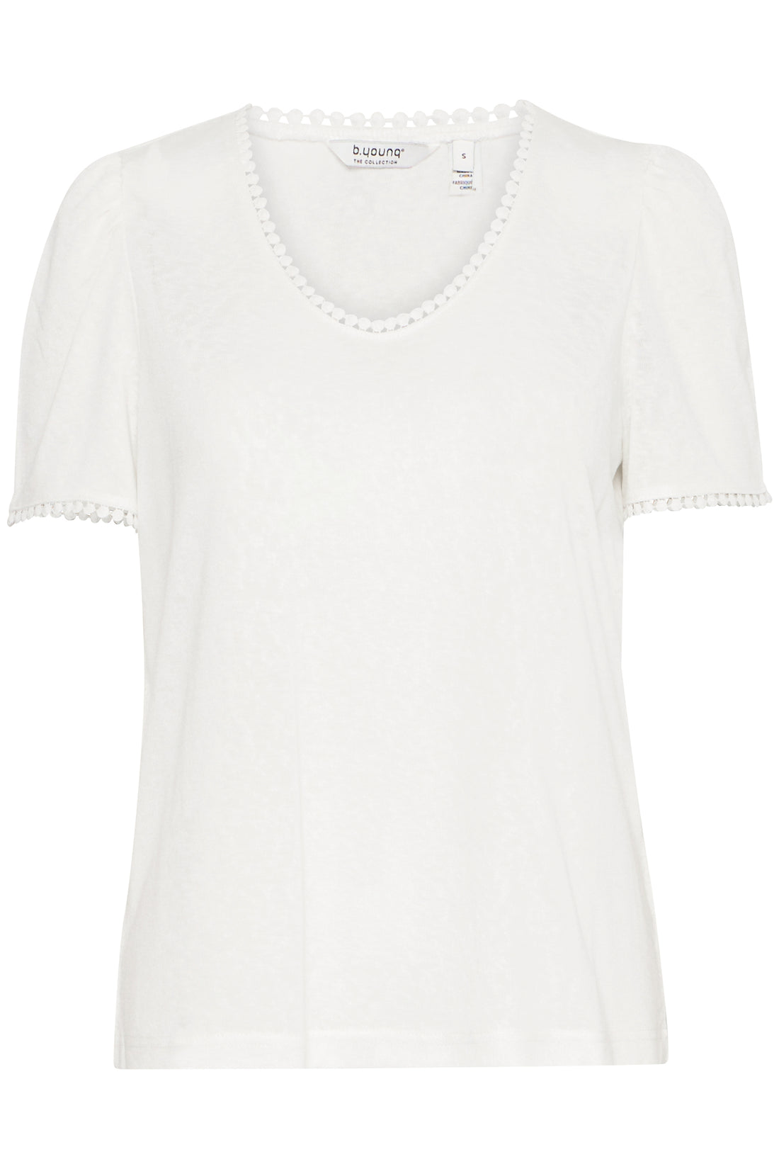 STEPHANIE Lace Trim Textured Top in White