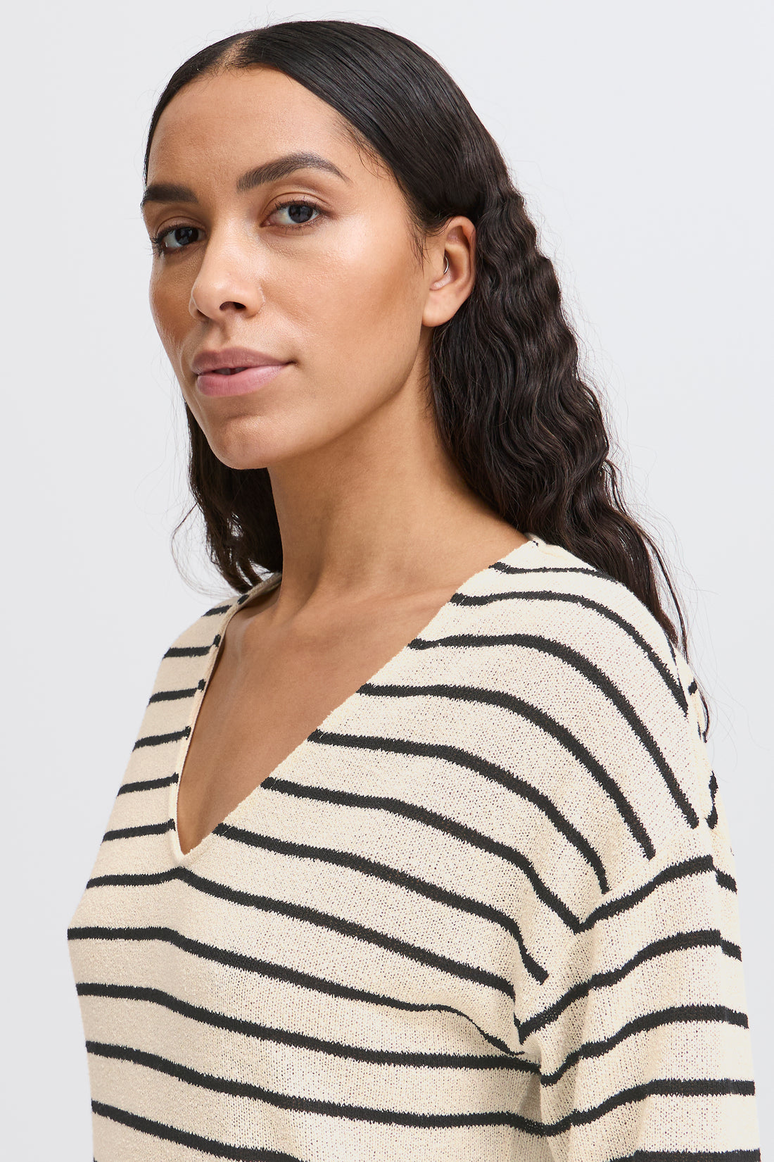 SIF Stripe Pullover Tee in Cream