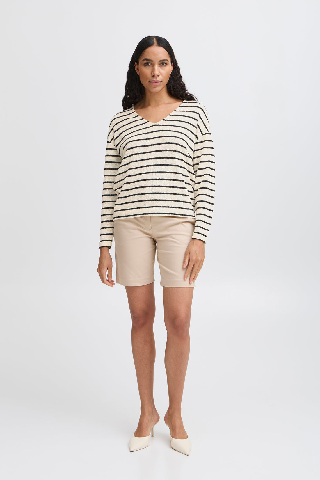 SIF Stripe Pullover Tee in Cream