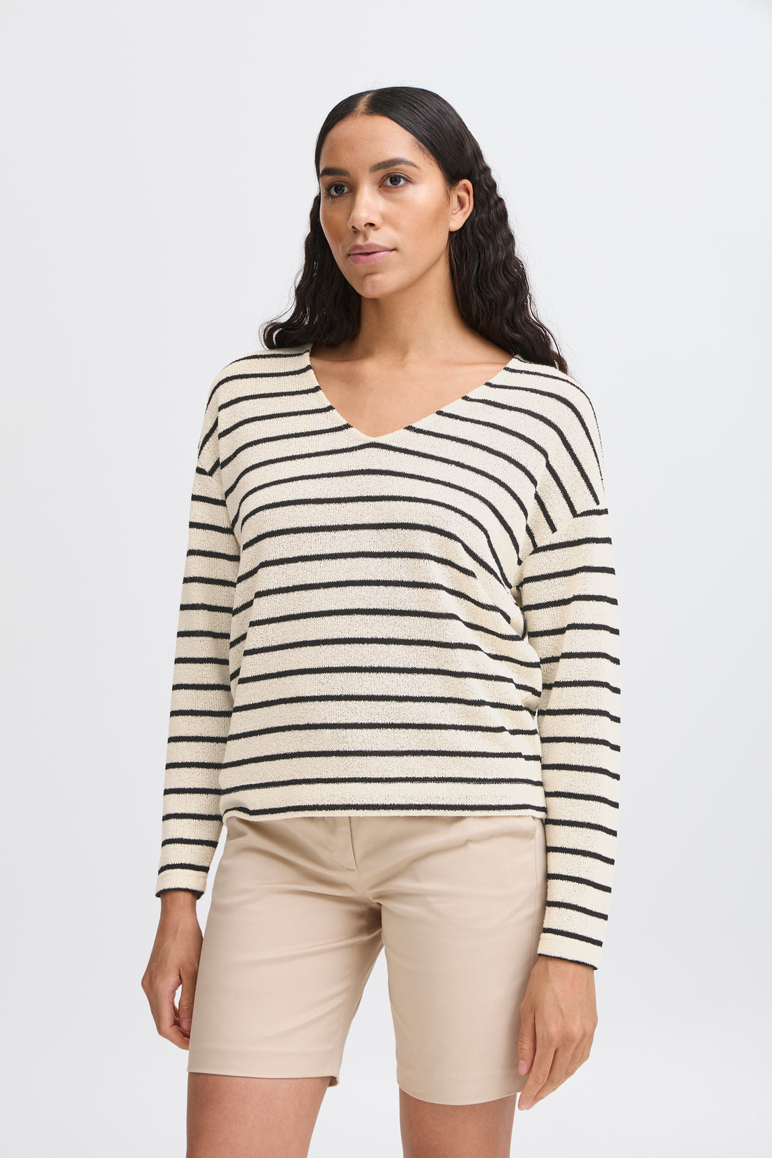 SIF Stripe Pullover Tee in Cream