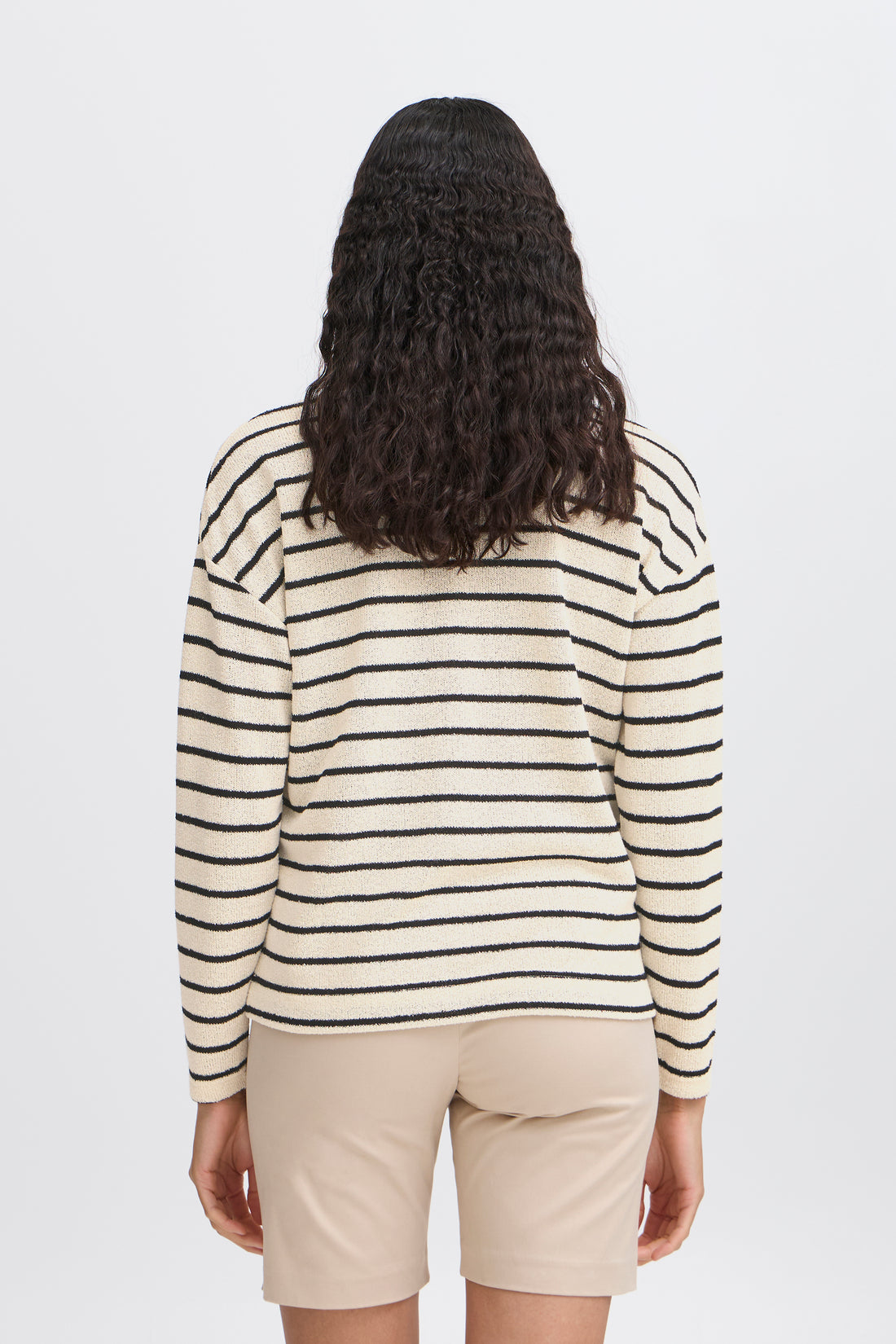 SIF Stripe Pullover Tee in Cream