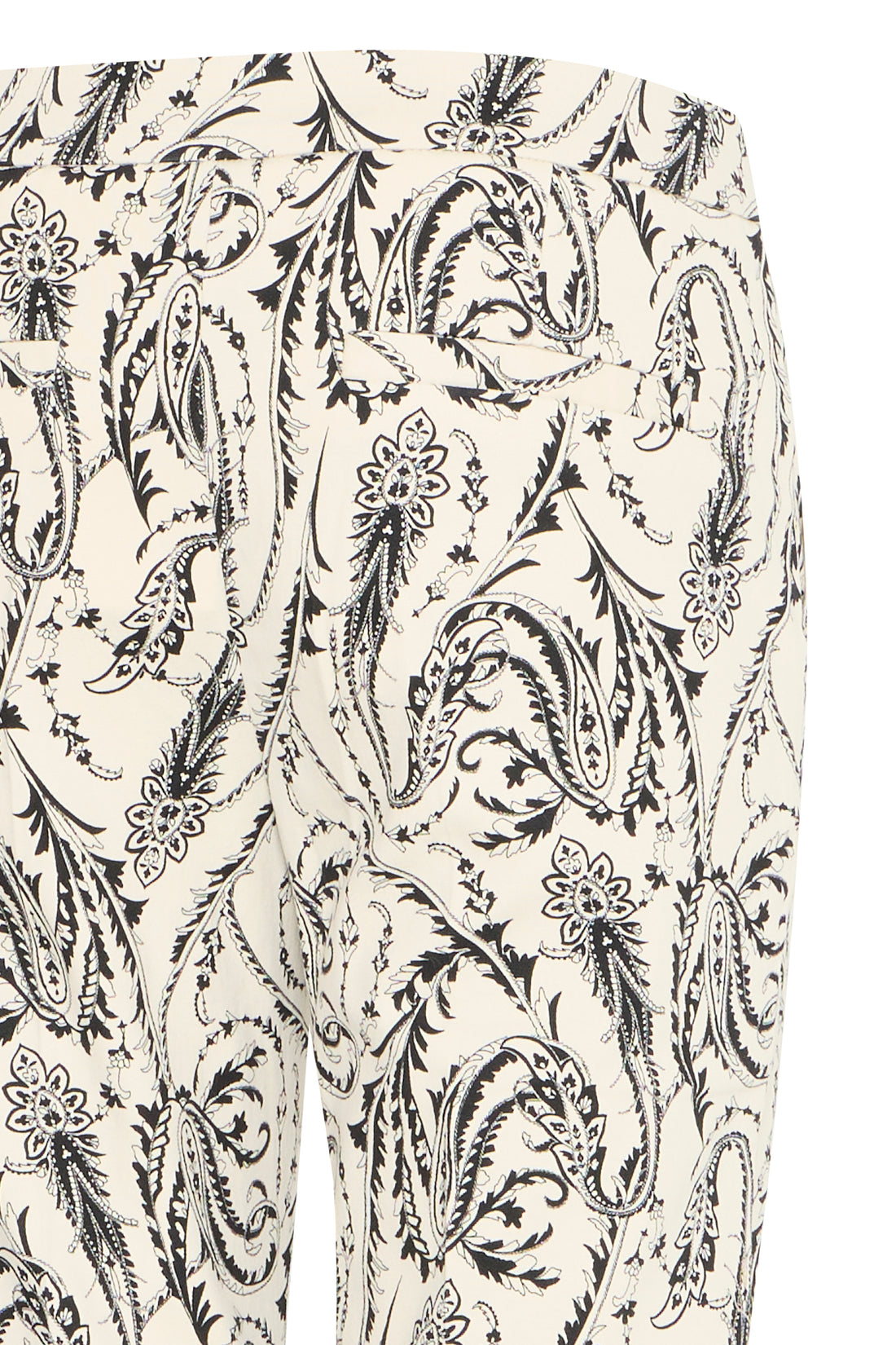 DECKA Cropped Cotton Paisley Trousers in Cream