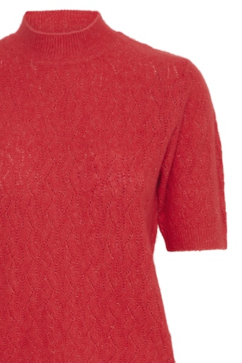 MIFFA High Neck Soft Crop Knit in Bright Red