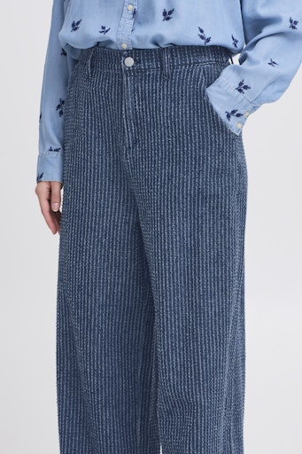 KANILLA Wide Leg Pinstripe Textured 90s Style Jeans