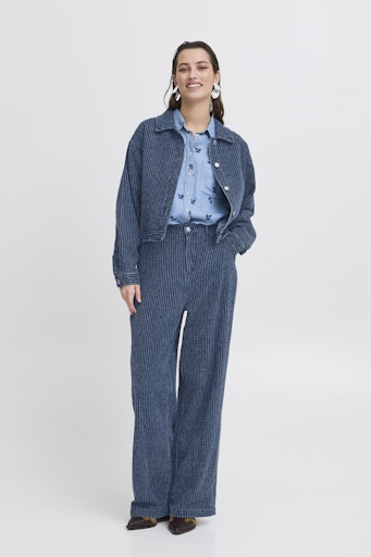 KANILLA Wide Leg Pinstripe Textured 90s Style Jeans