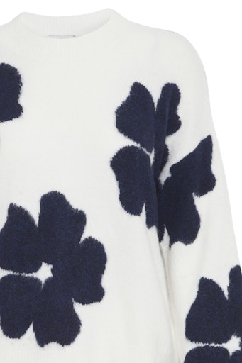 OMEA Flower Print Jumper in Navy and White