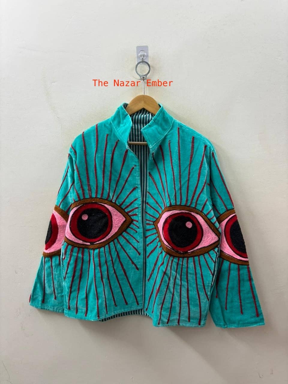 The Nazire Evil Eye Embroidered Velvet Jacket - 2 colours Available