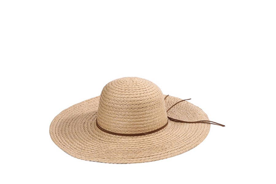 ERIN Floppy Ladies Strap Decor Wide Brim Summer Beach Straw Hat