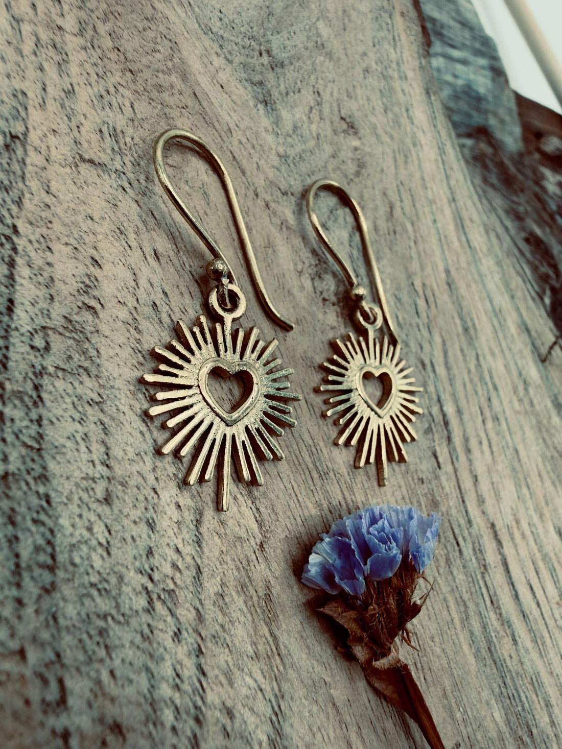 MILAGRO Brass Sacred Heart Earrings