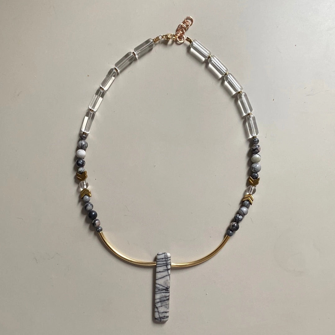 Natural Silk Stone Necklace - MRL07