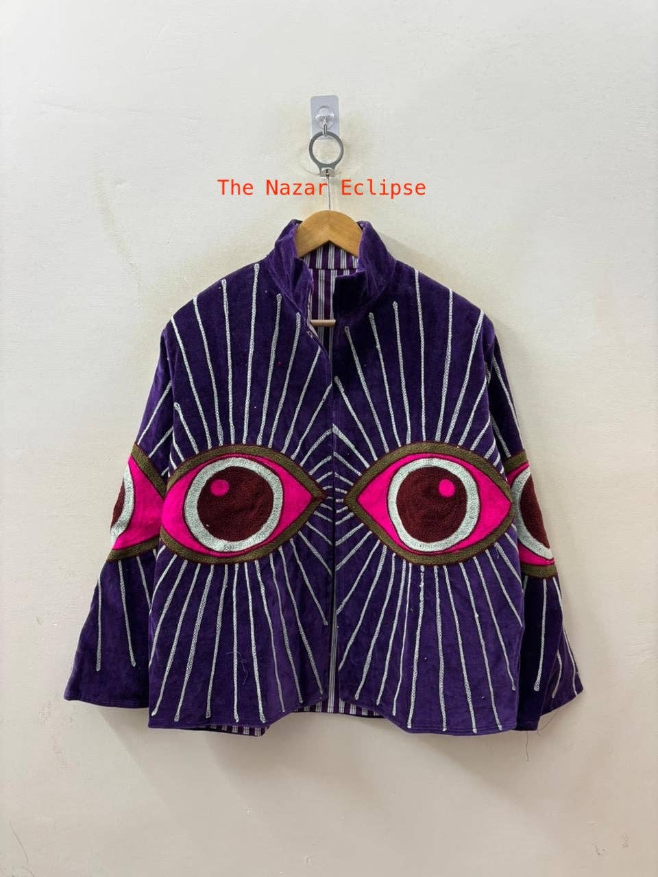 The Nazire Evil Eye Embroidered Velvet Jacket - 2 colours Available