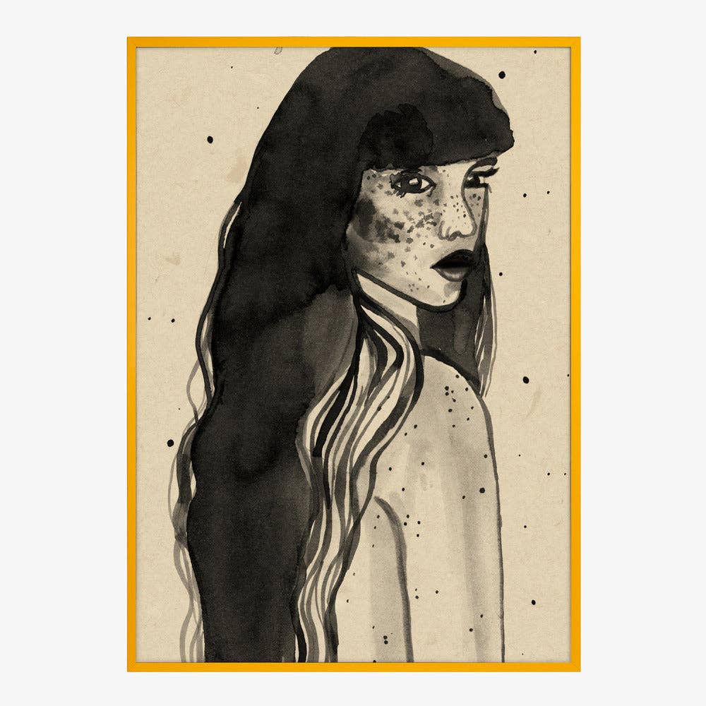 Long-Haired Lady Art Print - Ink Editorial Decor