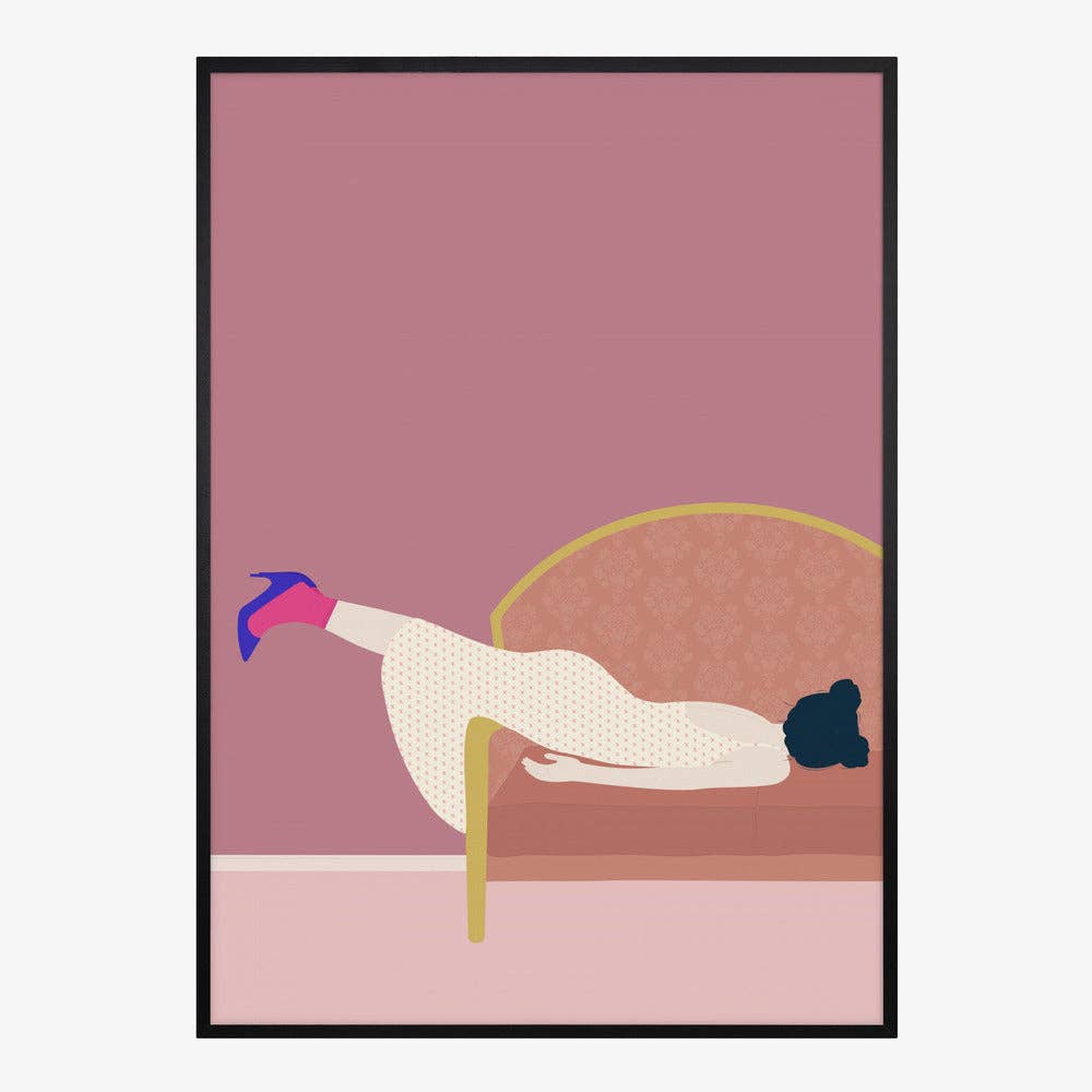 Pink Settee Lounger Art Print - Minimalist Fashion Decor
