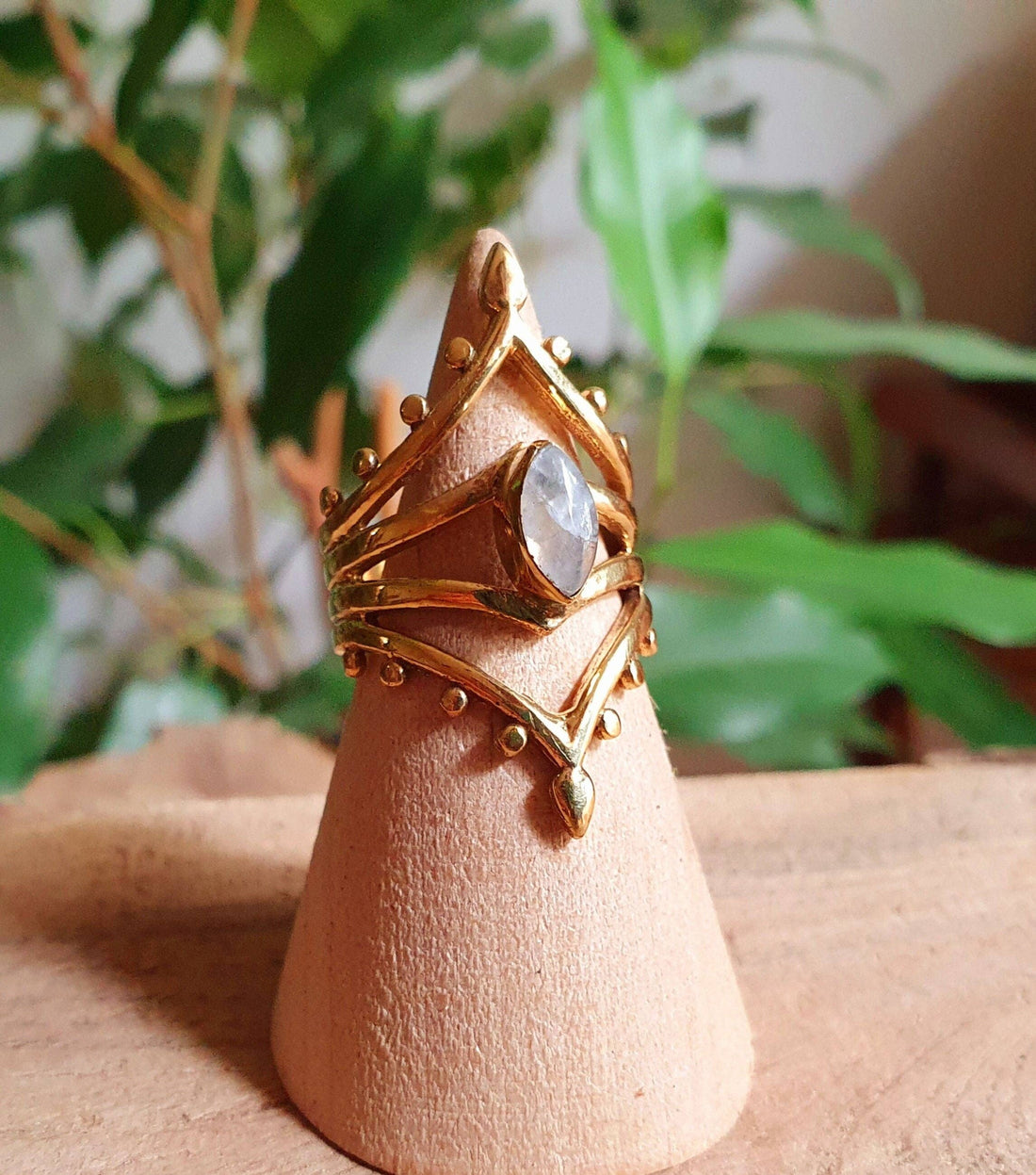 ELLA Gold Brass & Moonstone Ring