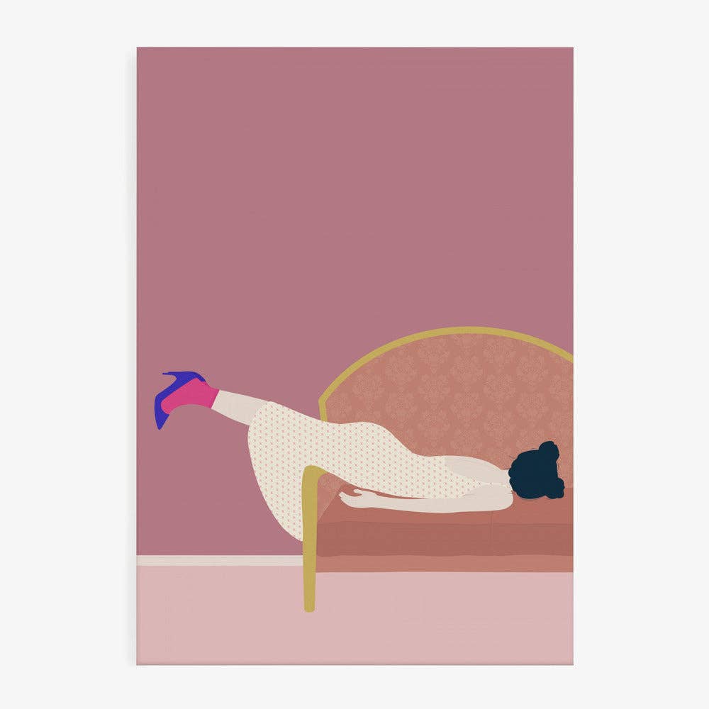 Pink Settee Lounger Art Print - Minimalist Fashion Decor