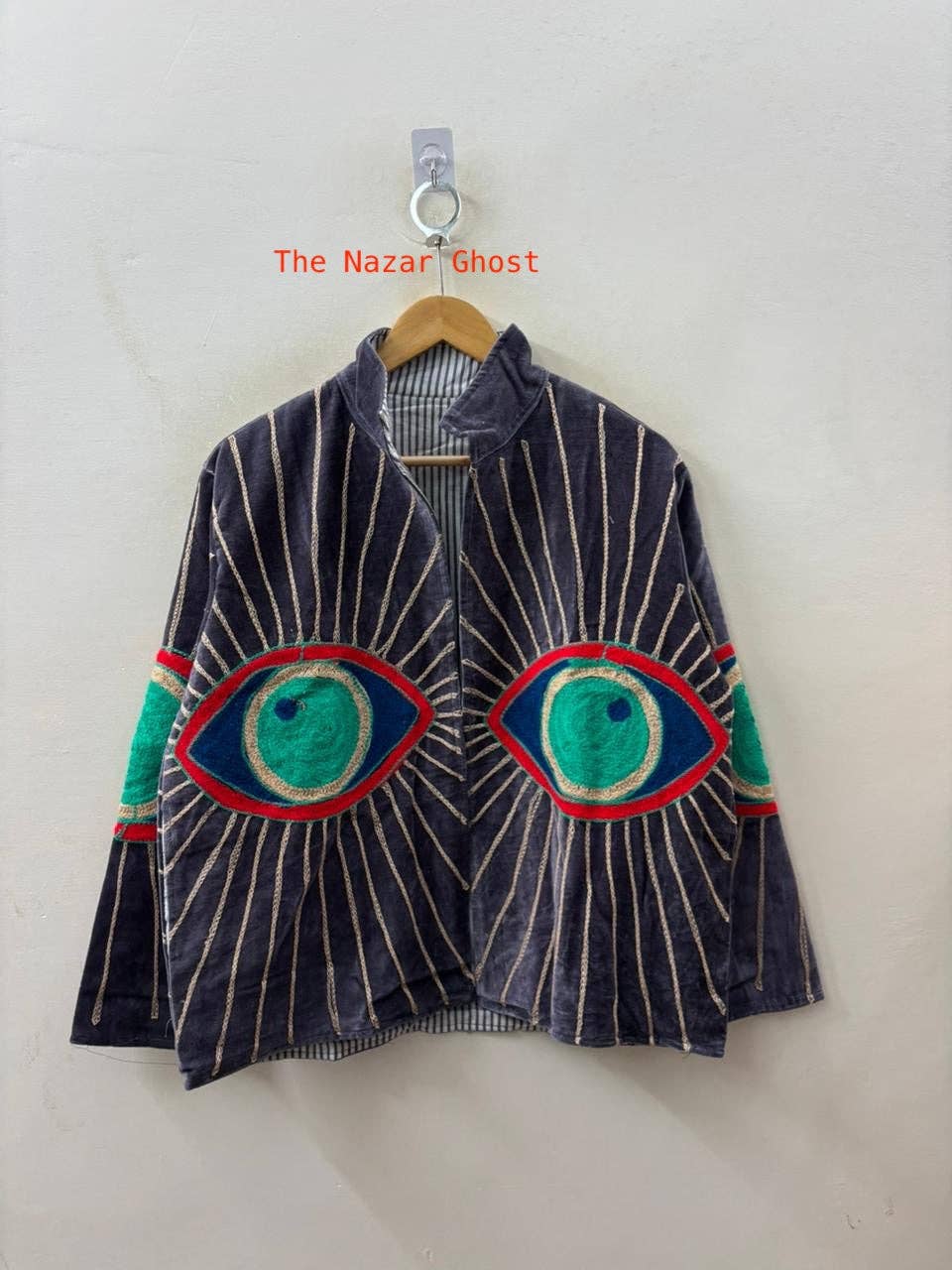 The Nazire Evil Eye Embroidered Velvet Jacket - 2 colours Available