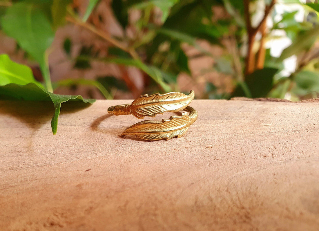 JOYCE Brass Feather Boho Ring