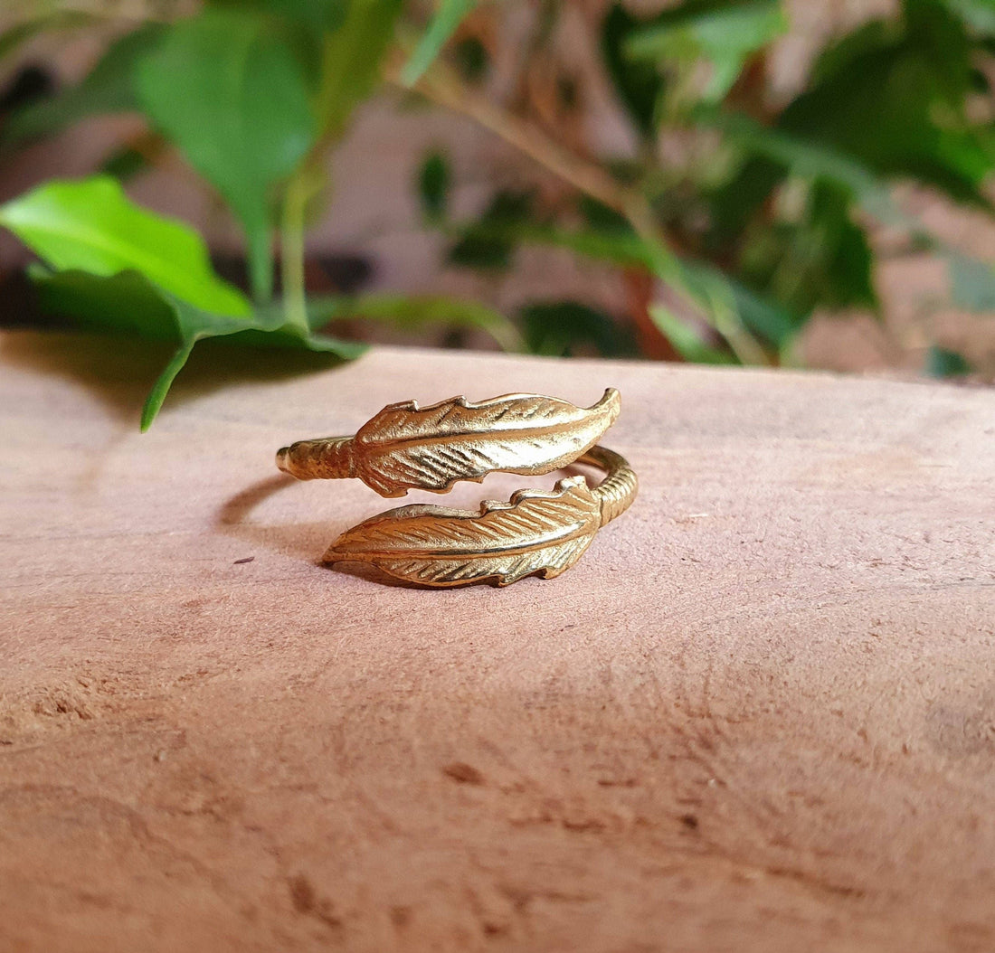JOYCE Brass Feather Boho Ring