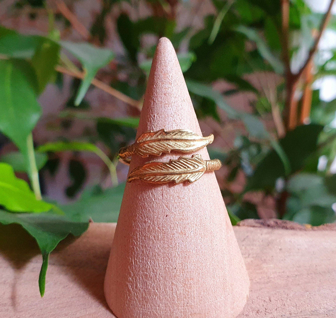 JOYCE Brass Feather Boho Ring