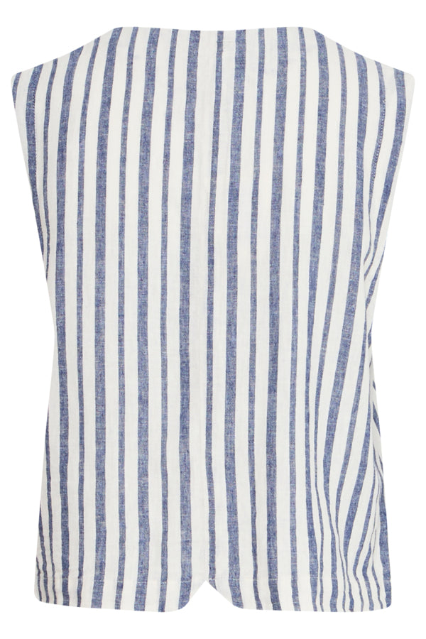 FALAKKA Linen Waistcoat in Blue Stripe