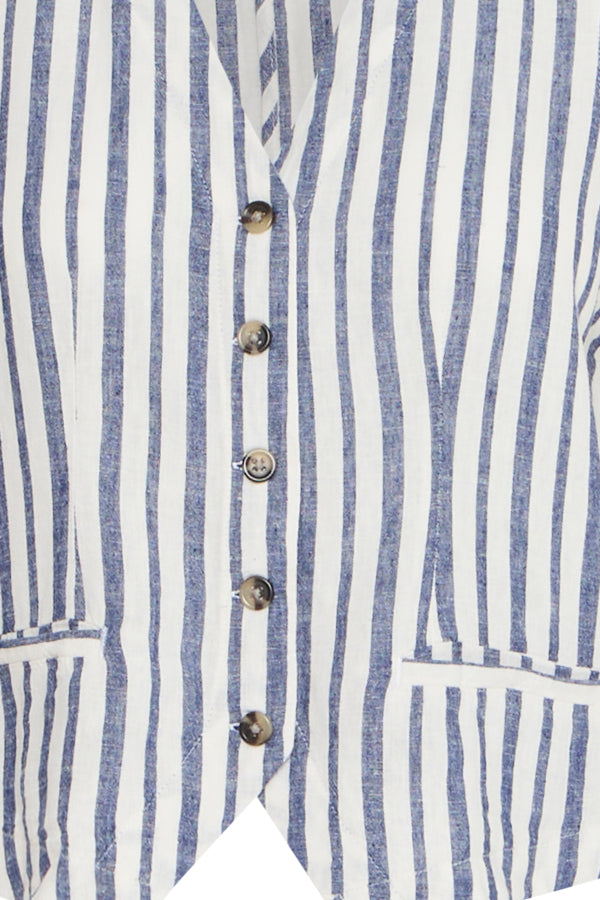 FALAKKA Linen Waistcoat in Blue Stripe