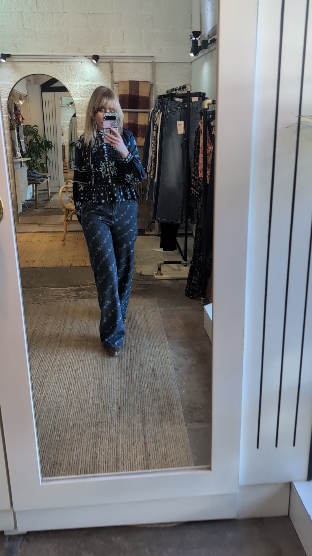 SORA Blouse in Ocean Ink Shibori Dreams Print
