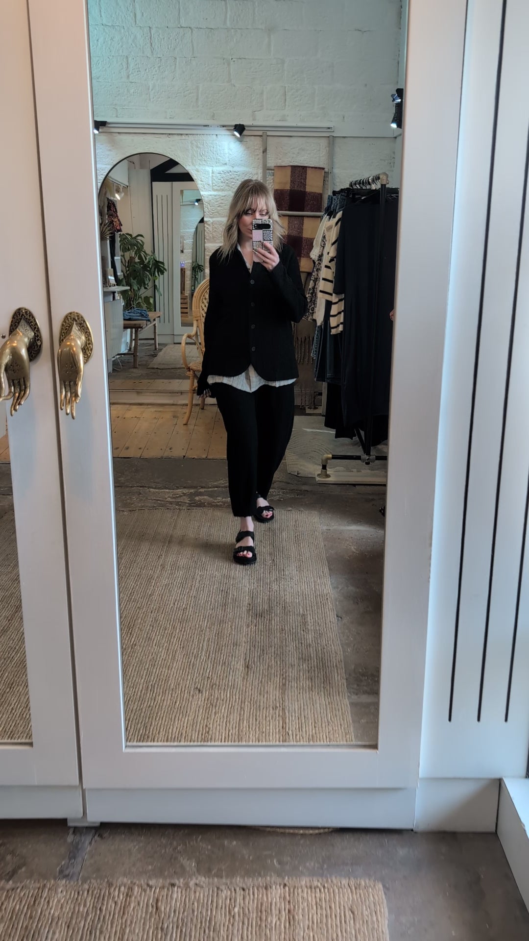BIANCO J Crinkle Trousers in Black