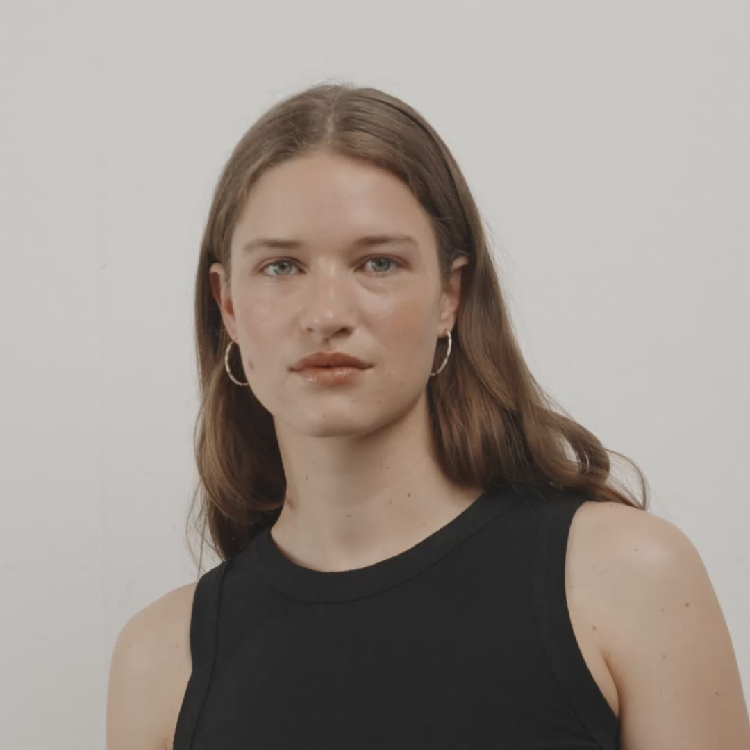 ALISON Minimalist Large Hoop Earrings with White Beads