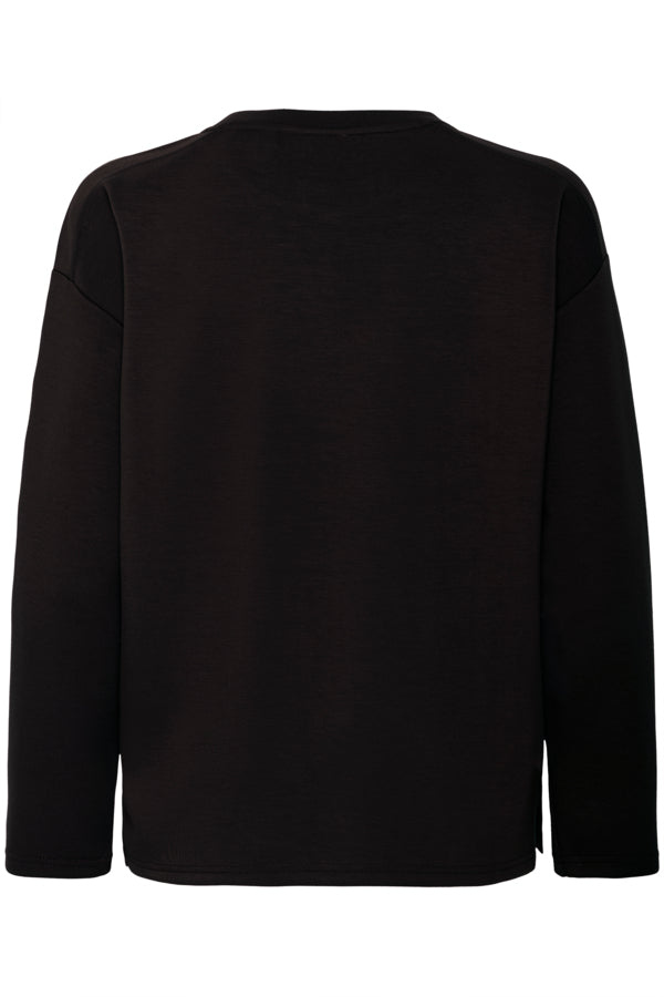 PUSTI Long Sleeve Soft Touch Sweatshirt in Black