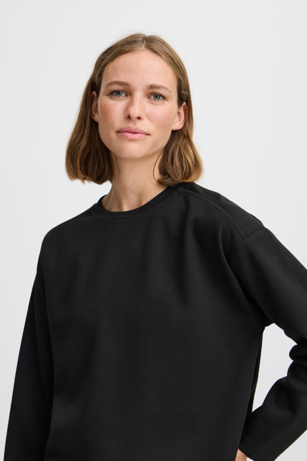 PUSTI Long Sleeve Soft Touch Sweatshirt in Black