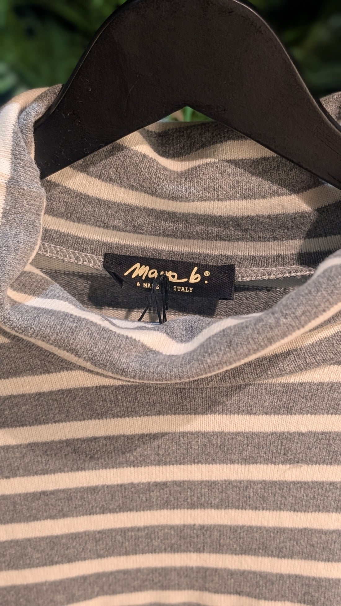 JADE Wide Stripe Riga Knit Jumper in Light Grey And Latte Stripe