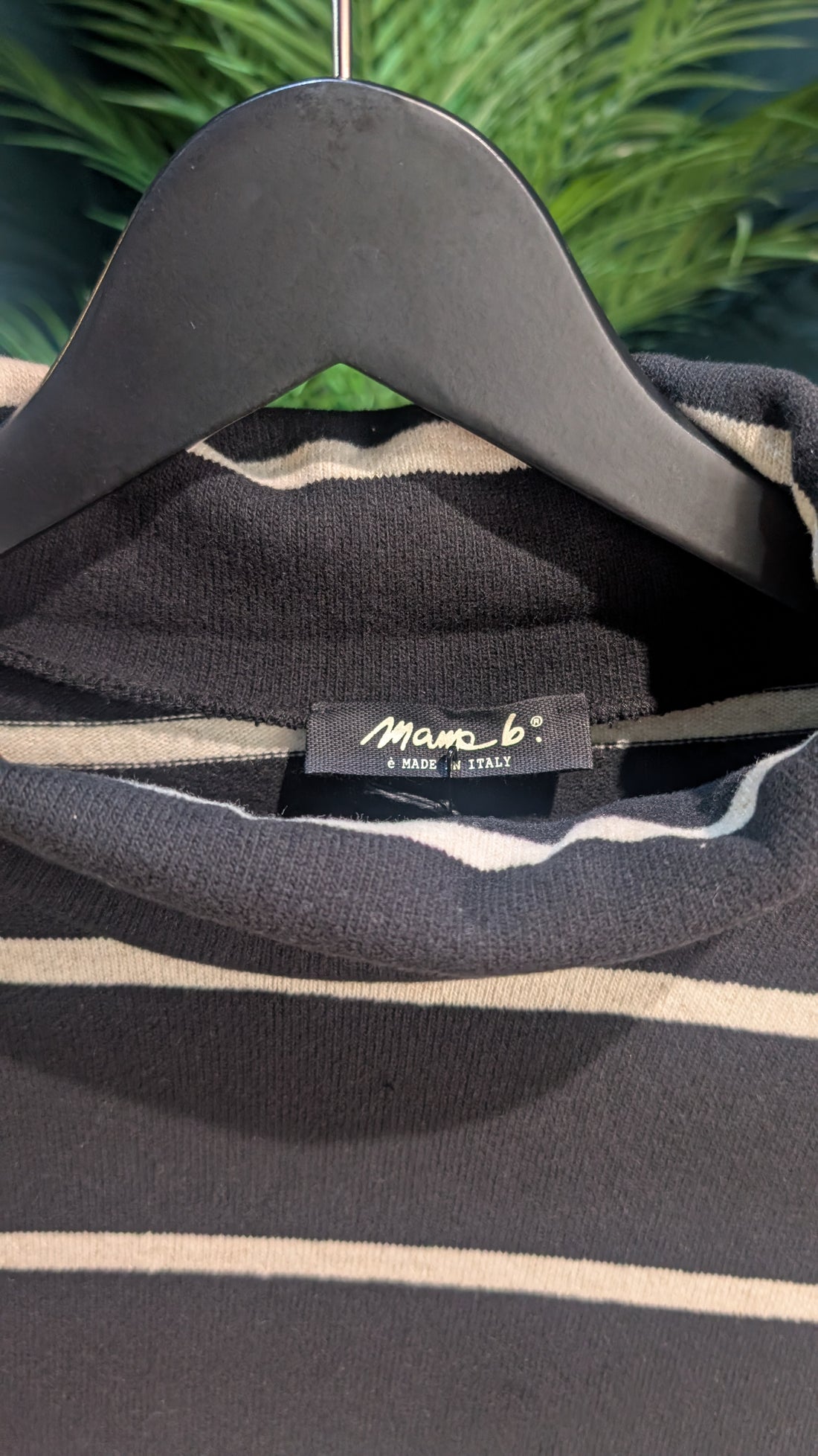 LYDIA High Neck Stripe Jumper in Black Nero