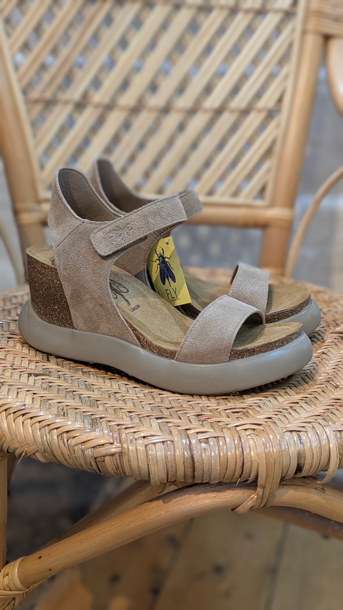 GOGO 967 Fly London Wedge Sandals in Taupe