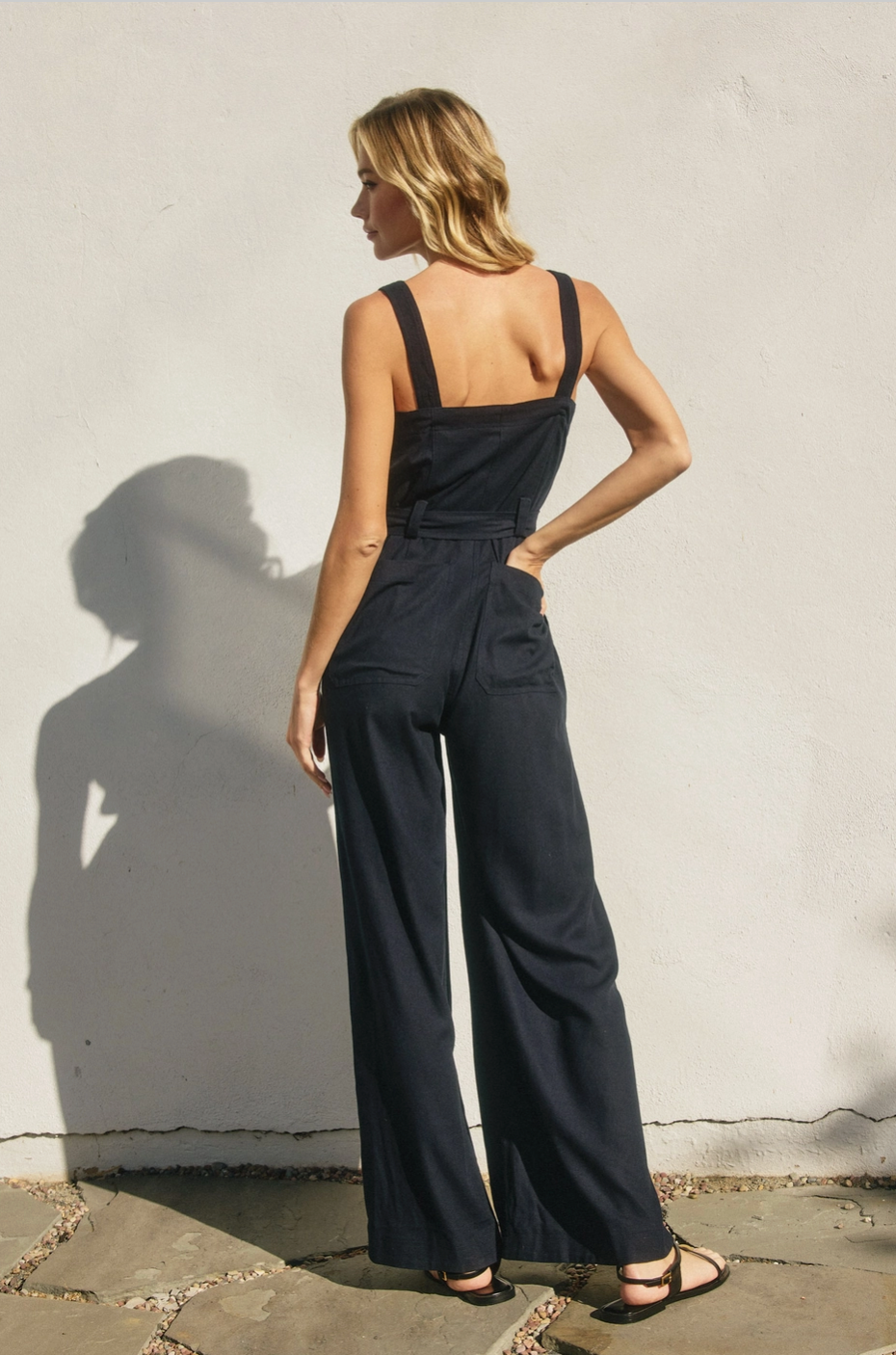 HEAVEN Square Neck Jumpsuit in Navy