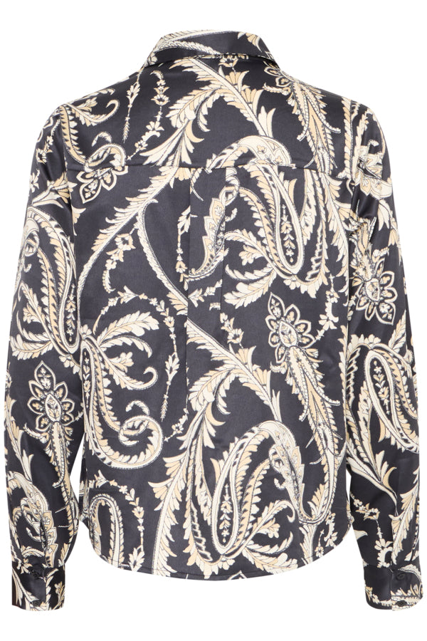 FLAIR Paisley Silk Feel Shirt in Monochrome