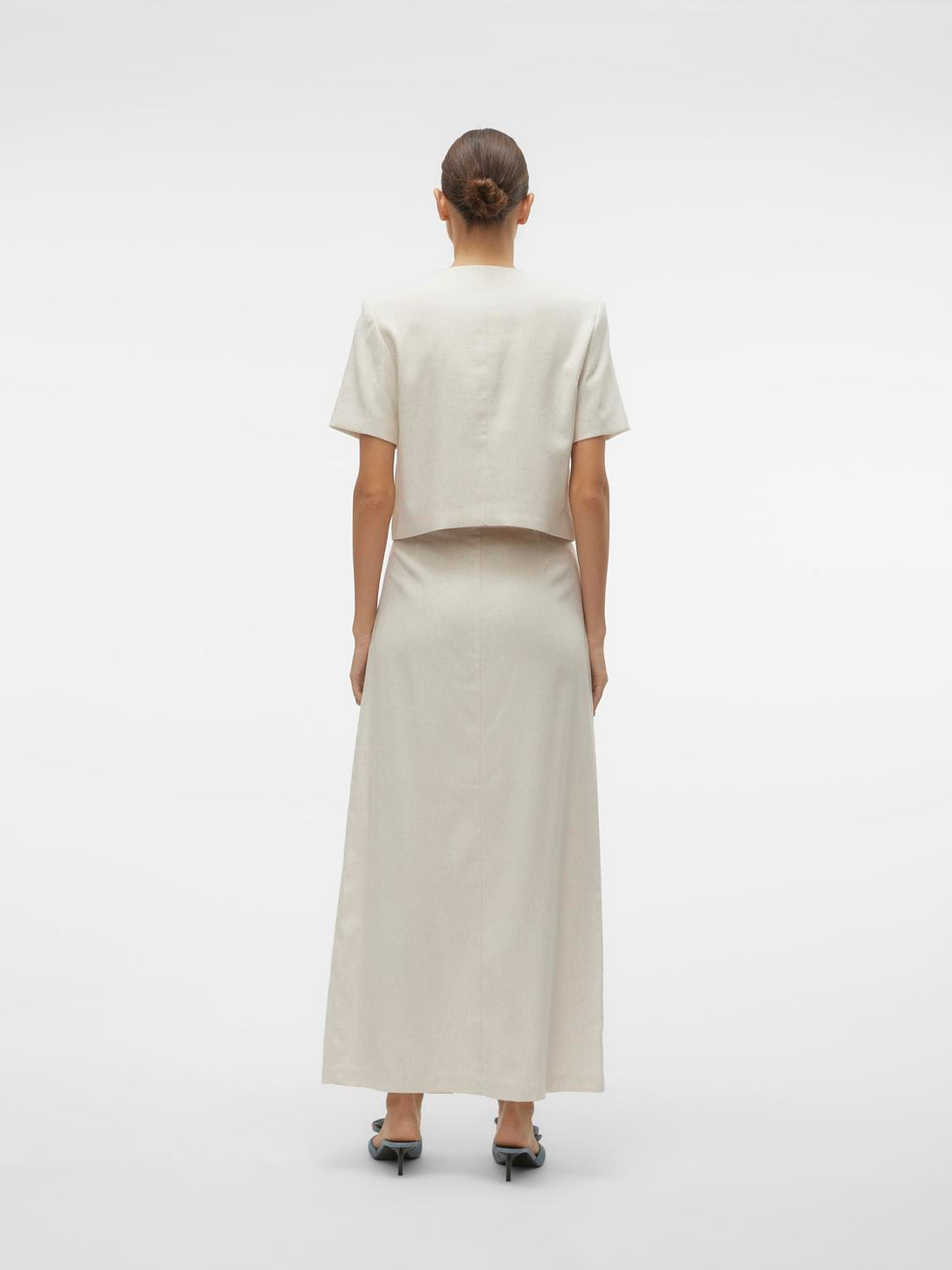 FLORENCE Long Linen Skirt with Split in Natural