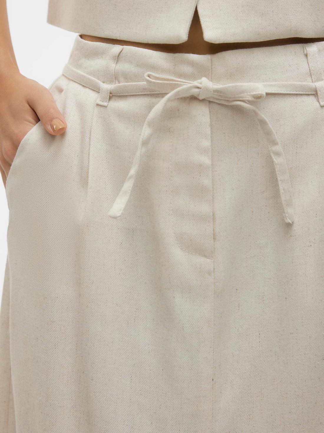 FLORENCE Long Linen Skirt with Split in Natural